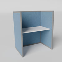 Steelcase Avenir Fabric Panel Workstation - Straight - Individual - Gray Frame / Blue Panel / 53" / 48W x 30D