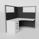 Knoll Reff Glass Panel Workstation - L-Shaped - Individual - Gray Frame / Black Panel / 65" / 5' x 5'