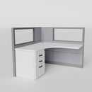 Knoll Reff Glass Panel Workstation - L-Shaped - Individual - Gray Frame / Gray Panel / 50" / 5' x 5'