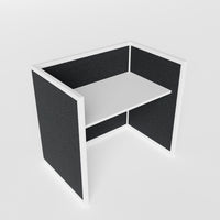 Steelcase Avenir Fabric Panel Workstation - Straight - Individual - White Frame / Black Panel / 42" / 48W x 30D