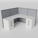 Steelcase Avenir Fabric Panel Workstation - L-Shaped - Individual - Gray Frame / Gray Panel / 53" / 7' x 7'