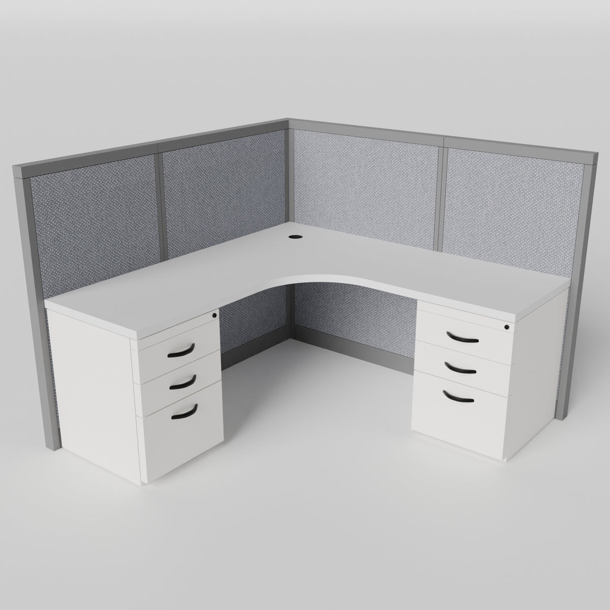 Steelcase Avenir Fabric Panel Workstation - L-Shaped - Individual - Gray Frame / Gray Panel / 53" / 7' x 7'
