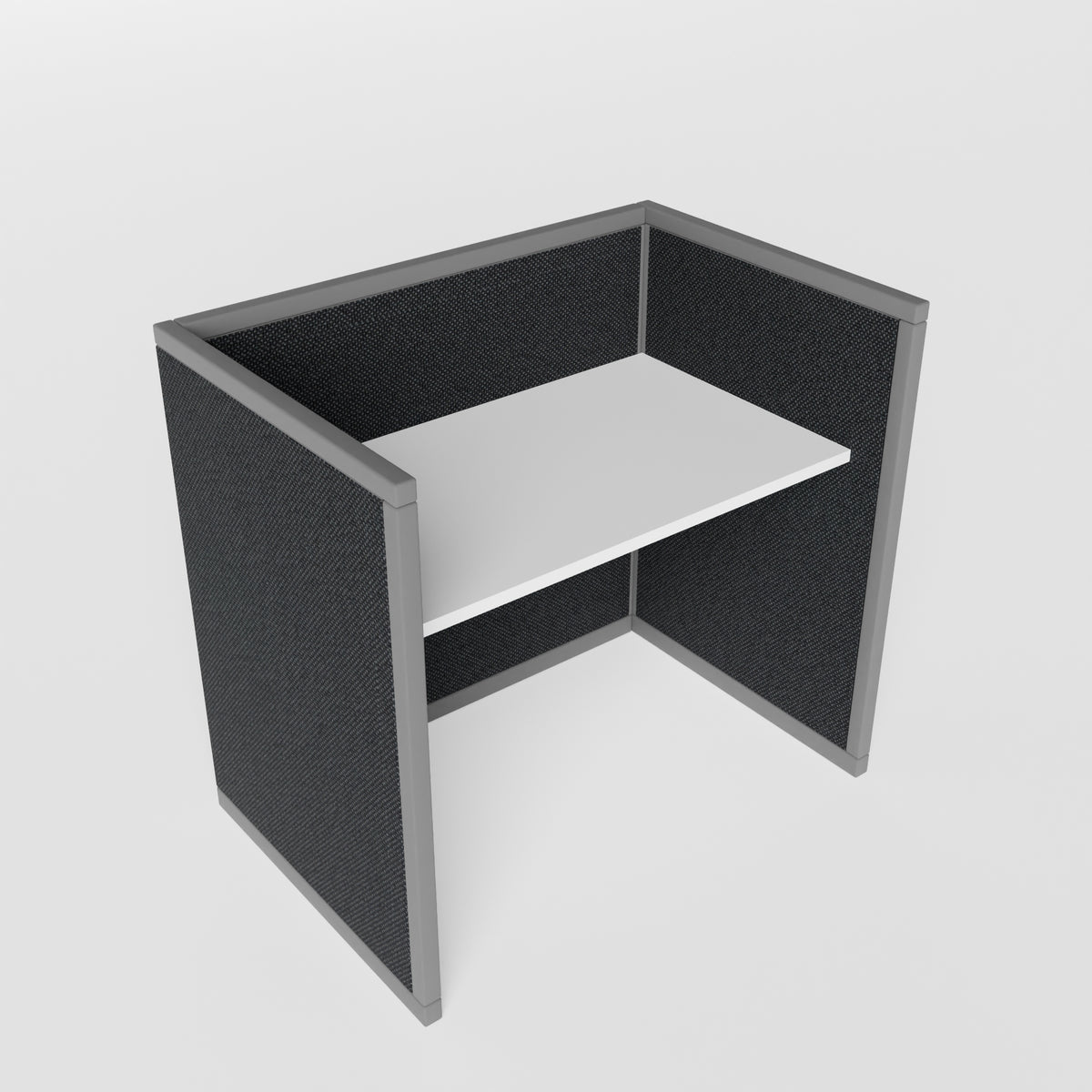 Steelcase Avenir Fabric Panel Workstation - Straight - Individual - Gray Frame / Black Panel / 42" / 48W x 30D