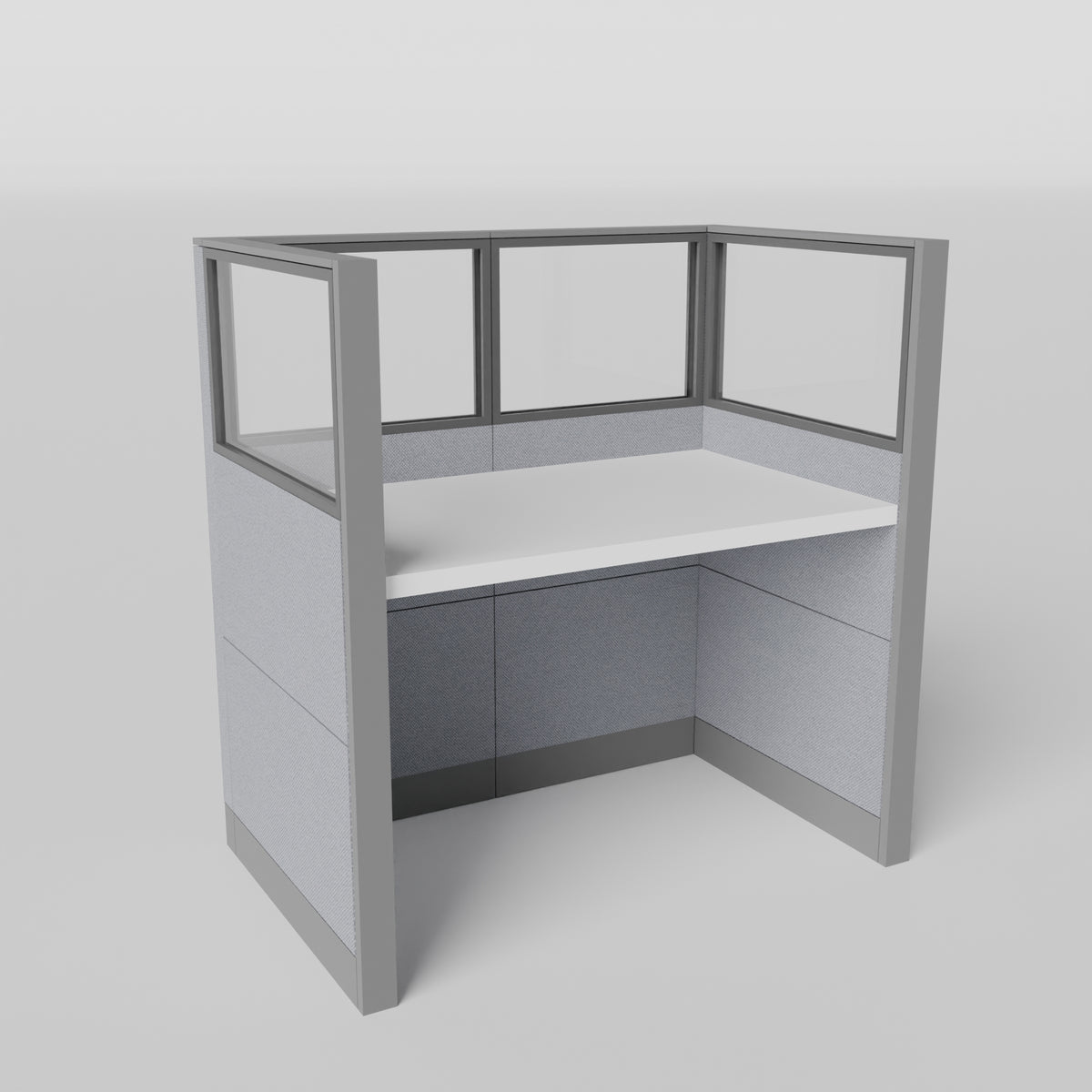 Knoll Reff Glass Panel Workstation - Straight - Individual - Gray Frame / Gray Panel / 65" / 60W x 30D