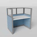 Knoll Reff Glass Panel Workstation - Straight - Individual - Gray Frame / Blue Panel / 65" / 60W x 30D