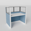 Knoll Reff Glass Panel Workstation - Straight - Individual - White Frame / Blue Panel / 65" / 60W x 30D