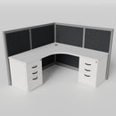 Steelcase Avenir Fabric Panel Workstation - L-Shaped - Individual - Gray Frame / Black Panel / 53" / 7' x 7'