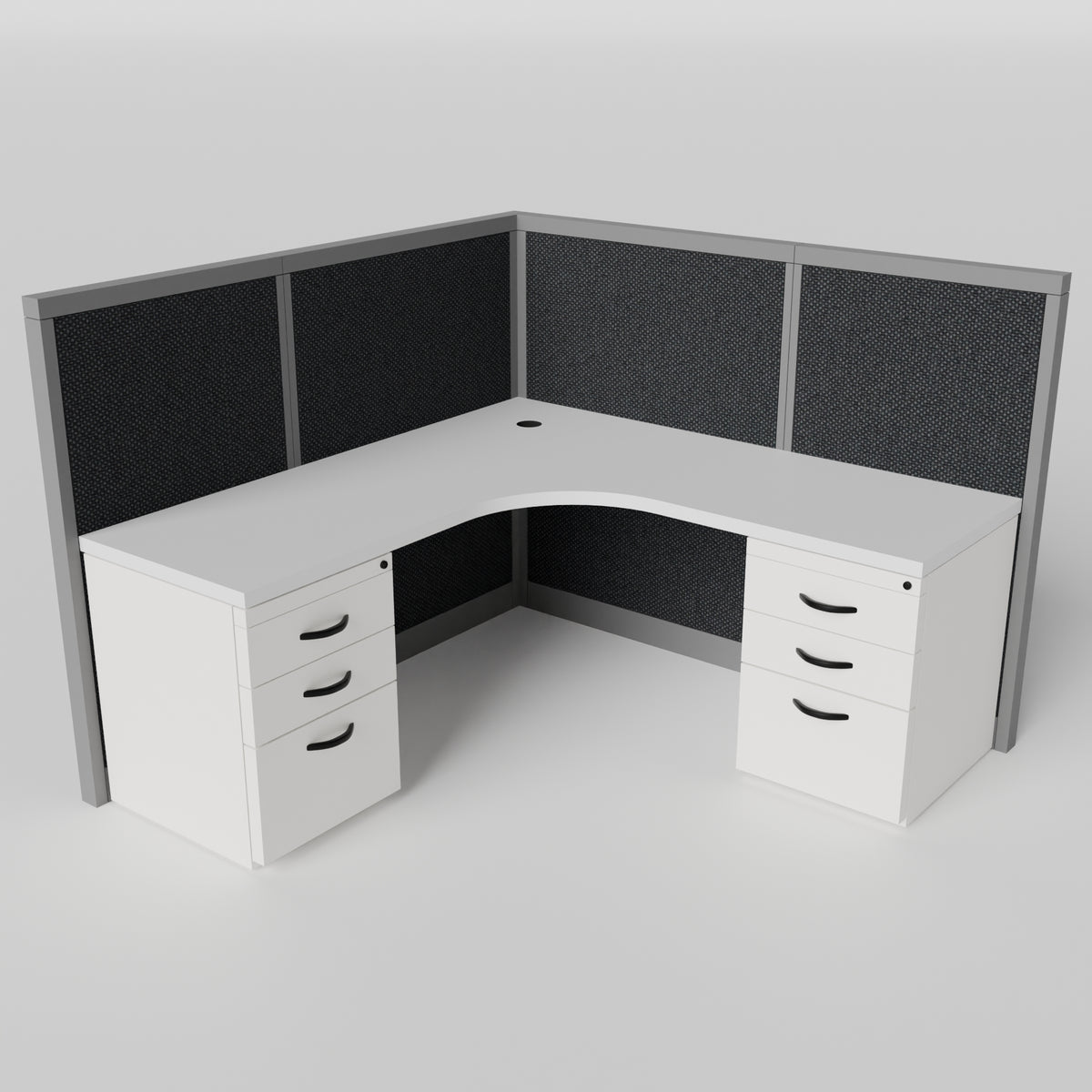 Steelcase Avenir Fabric Panel Workstation - L-Shaped - Individual - Gray Frame / Black Panel / 53" / 7' x 7'