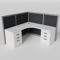 Steelcase Avenir Fabric Panel Workstation - L-Shaped - Individual - Gray Frame / Black Panel / 53" / 7' x 7'