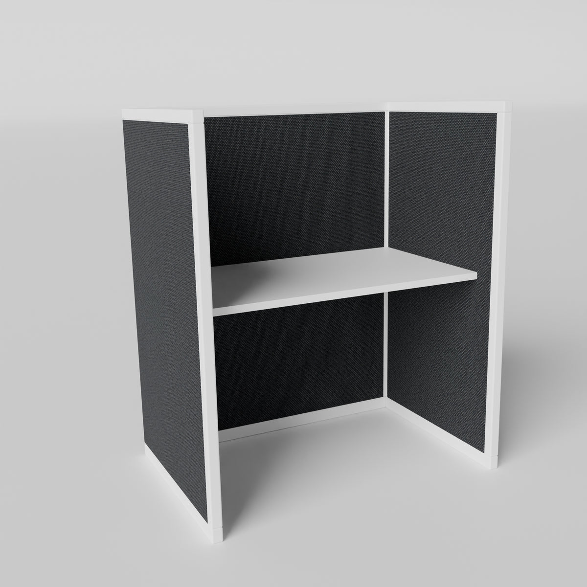 Steelcase Avenir Fabric Panel Workstation - Straight - Individual - White Frame / Black Panel / 53" / 48W x 30D