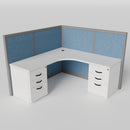 Steelcase Avenir Fabric Panel Workstation - L-Shaped - Individual - Gray Frame / Blue Panel / 53" / 7' x 7'