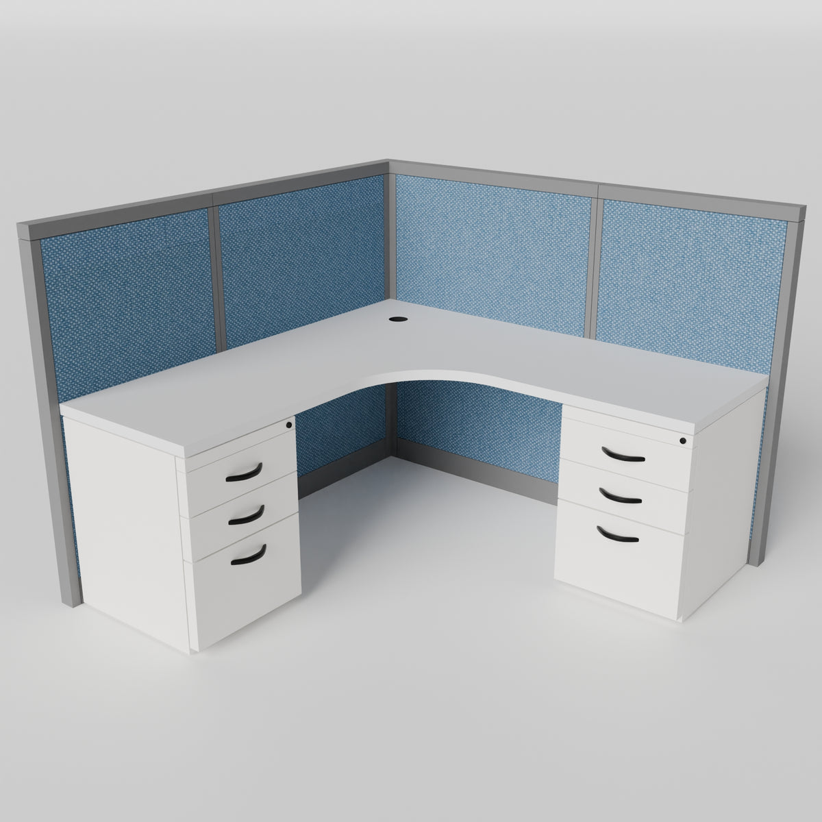 Steelcase Avenir Fabric Panel Workstation - L-Shaped - Individual - Gray Frame / Blue Panel / 53" / 7' x 7'