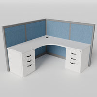 Steelcase Avenir Fabric Panel Workstation - L-Shaped - Individual - Gray Frame / Blue Panel / 53" / 7' x 7'