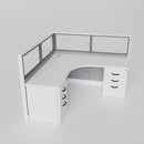 Knoll Reff Glass Panel Workstation - L-Shaped - Individual - White Frame / Gray Panel / 50" / 6' x 6'