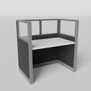 Knoll Reff Glass Panel Workstation - Straight - Individual - Gray Frame / Black Panel / 65" / 60W x 30D