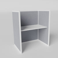 Steelcase Avenir Fabric Panel Workstation - Straight - Individual - White Frame / Gray Panel / 53" / 48W x 30D