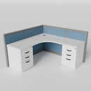 Steelcase Avenir Fabric Panel Workstation - L-Shaped - Individual - Gray Frame / Blue Panel / 42" / 7' x 7'