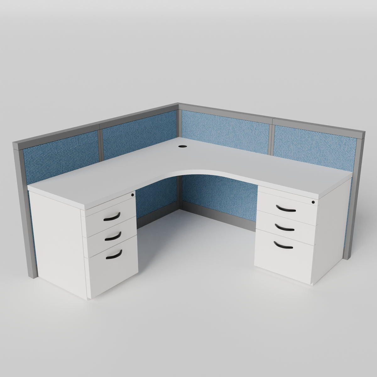 Steelcase Avenir Fabric Panel Workstation - L-Shaped - Individual - Gray Frame / Blue Panel / 42" / 7' x 7'
