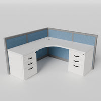 Steelcase Avenir Fabric Panel Workstation - L-Shaped - Individual - Gray Frame / Blue Panel / 42" / 7' x 7'