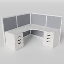 Steelcase Avenir Fabric Panel Workstation - L-Shaped - Individual - White Frame / Gray Panel / 53" / 7' x 7'