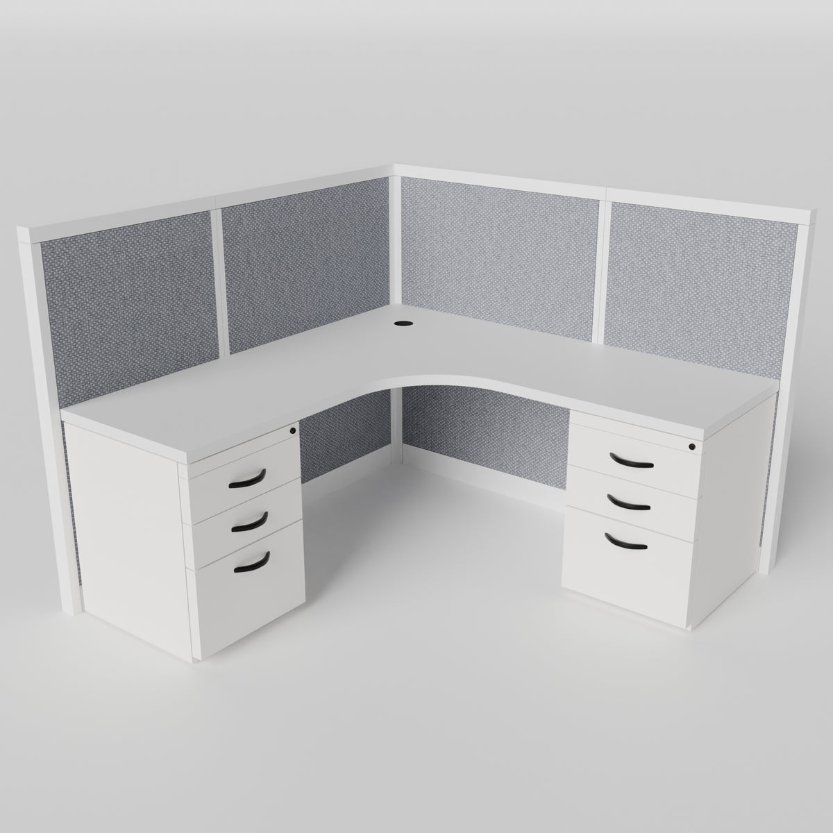 Steelcase Avenir Fabric Panel Workstation - L-Shaped - Individual - White Frame / Gray Panel / 53" / 7' x 7'
