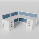 Steelcase Avenir Fabric Panel Workstation - L-Shaped - Individual - White Frame / Blue Panel / 42" / 7' x 7'