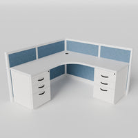 Steelcase Avenir Fabric Panel Workstation - L-Shaped - Individual - White Frame / Blue Panel / 42" / 7' x 7'