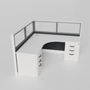 Knoll Reff Glass Panel Workstation - L-Shaped - Individual - White Frame / Black Panel / 50" / 6' x 6'