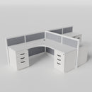 Steelcase Avenir Fabric Panel Workstation - L-Shaped - Set of 2 - White Frame / Gray Panel / 42" / 7' x 7'