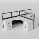 Knoll Reff Glass Panel Workstation - L-Shaped - Set of 2 - Gray Frame / Black Panel / 50" / 6' x 6'
