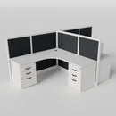 Steelcase Avenir Fabric Panel Workstation - L-Shaped - Set of 2 - White Frame / Black Panel / 53" / 7' x 7'
