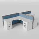 Steelcase Avenir Fabric Panel Workstation - L-Shaped - Set of 2 - Gray Frame / Blue Panel / 42" / 7' x 7'