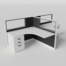 Knoll Reff Glass Panel Workstation - L-Shaped - Set of 2 - White Frame / Black Panel / 50" / 5' x 5'