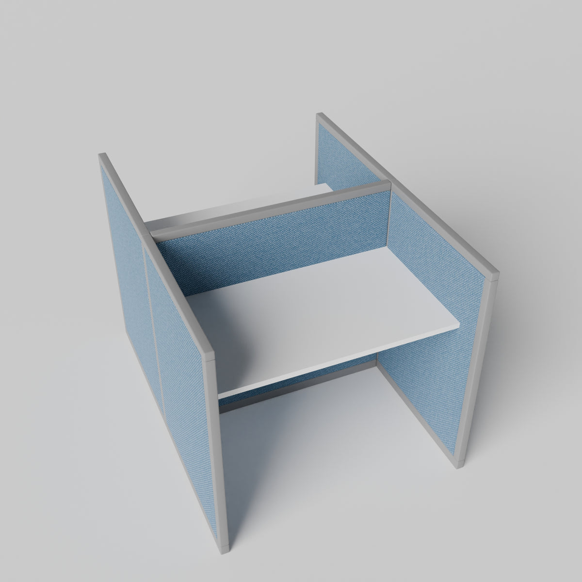 Steelcase Avenir Fabric Panel Workstation - Straight - Set of 2 - Gray Frame / Blue Panel / 42" / 48W x 30D
