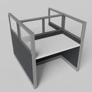 Knoll Reff Glass Panel Workstation - Straight - Set of 2 - Gray Frame / Black Panel / 65" / 60W x 30D