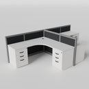 Steelcase Avenir Fabric Panel Workstation - L-Shaped - Set of 2 - Gray Frame / Black Panel / 42" / 7' x 7'