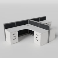 Steelcase Avenir Fabric Panel Workstation - L-Shaped - Set of 2 - Gray Frame / Black Panel / 42" / 7' x 7'