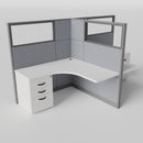 Knoll Reff Glass Panel Workstation - L-Shaped - Set of 2 - Gray Frame / Gray Panel / 65" / 5' x 5'