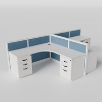 Steelcase Avenir Fabric Panel Workstation - L-Shaped - Set of 2 - White Frame / Blue Panel / 42" / 7' x 7'