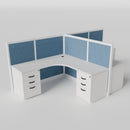 Steelcase Avenir Fabric Panel Workstation - L-Shaped - Set of 2 - White Frame / Blue Panel / 53" / 7' x 7'