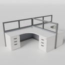 Knoll Reff Glass Panel Workstation - L-Shaped - Set of 2 - Gray Frame / Gray Panel / 50" / 6' x 6'