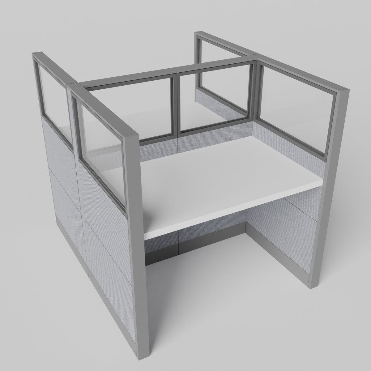 Knoll Reff Glass Panel Workstation - Straight - Set of 2 - Gray Frame / Gray Panel / 65" / 60W x 30D