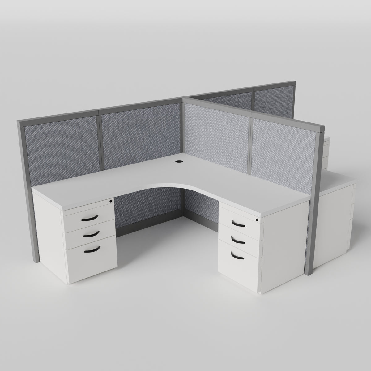 Steelcase Avenir Fabric Panel Workstation - L-Shaped - Set of 2 - Gray Frame / Gray Panel / 53" / 7' x 7'