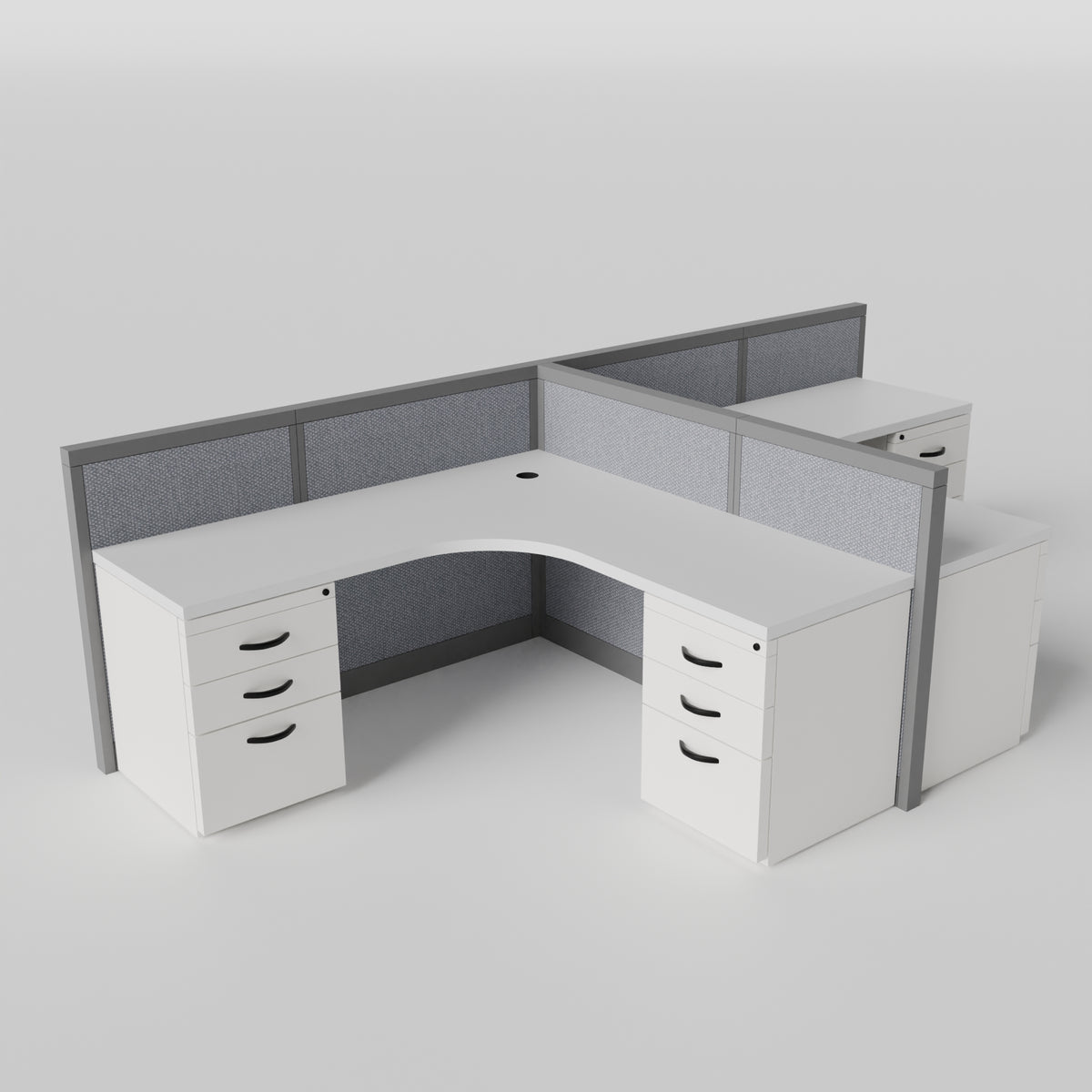 Steelcase Avenir Fabric Panel Workstation - L-Shaped - Set of 2 - Gray Frame / Gray Panel / 42" / 7' x 7'