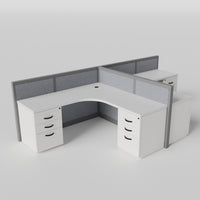 Steelcase Avenir Fabric Panel Workstation - L-Shaped - Set of 2 - Gray Frame / Gray Panel / 42" / 7' x 7'