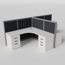 Steelcase Avenir Fabric Panel Workstation - L-Shaped - Set of 2 - Gray Frame / Black Panel / 53" / 7' x 7'