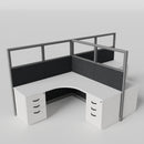 Knoll Reff Glass Panel Workstation - L-Shaped - Set of 2 - Gray Frame / Black Panel / 65" / 6' x 6'