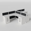 Steelcase Avenir Fabric Panel Workstation - L-Shaped - Set of 2 - White Frame / Black Panel / 42" / 7' x 7'