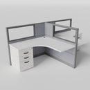 Knoll Reff Glass Panel Workstation - L-Shaped - Set of 2 - Gray Frame / Gray Panel / 50" / 5' x 5'