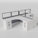 Knoll Reff Glass Panel Workstation - L-Shaped - Set of 2 - White Frame / Gray Panel / 50" / 6' x 6'